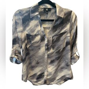 IZ Byer 3/4 Sleeve Tye Dye Button Down Top